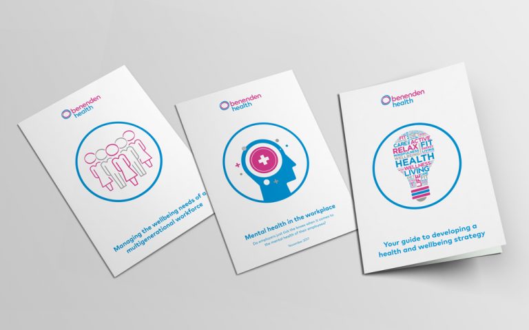 3 cover images of benenden health white paper content as part of their content strategy