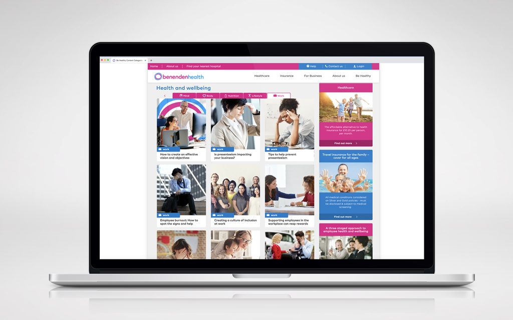 Example of benenden health blog posts as part of their content strategy