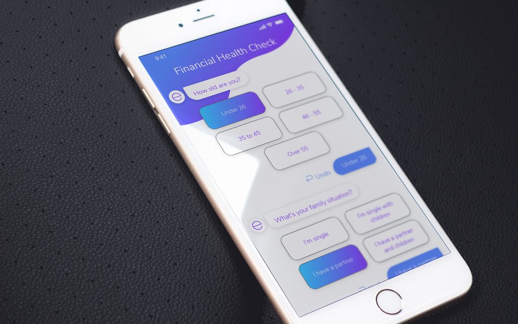 Screenshot of myeva app on a mobile phone as part of app design