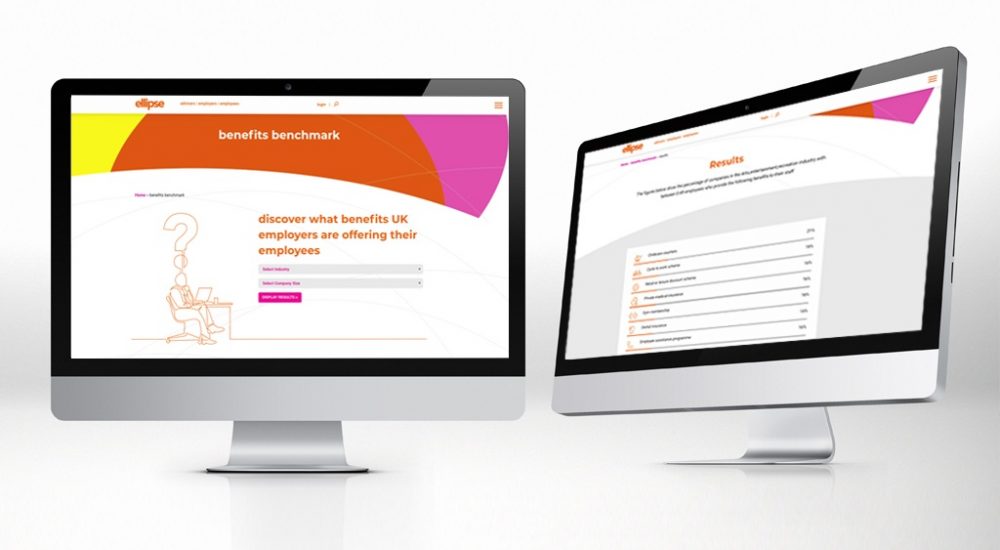 Screenshots of Ellipse benefits benchmark app, we designed and built