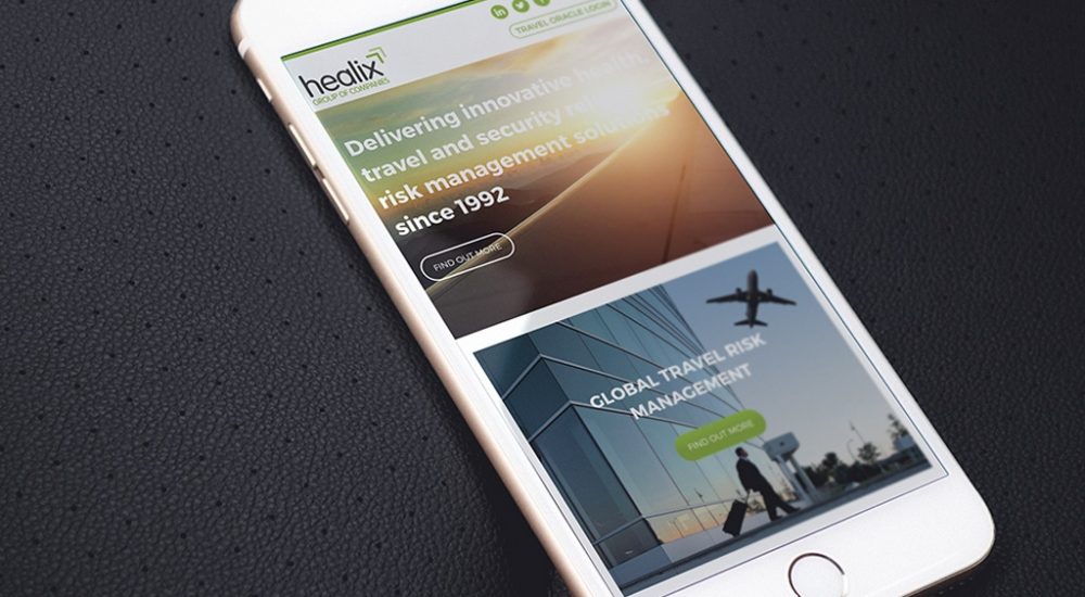 Home page of Healix website on mobile phone