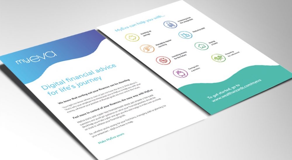 layout of myeva leaflet as part of brand launch campaign