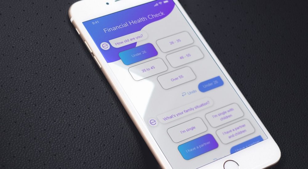 Screenshot of myeva app on a mobile phone as part of app design