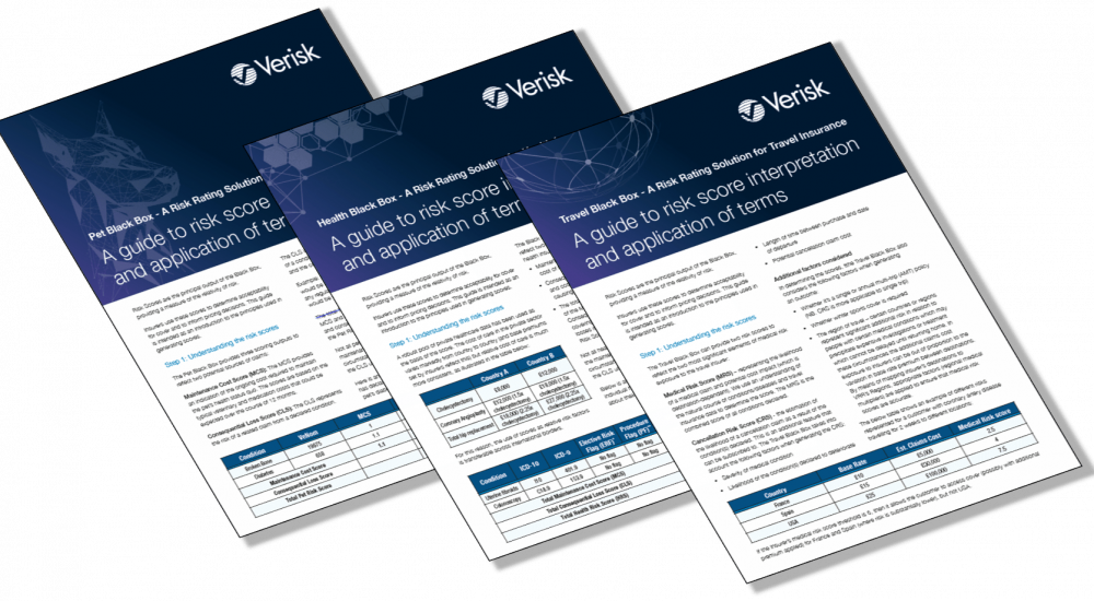 3 examples of leaflets created for Verisk Risk Rating